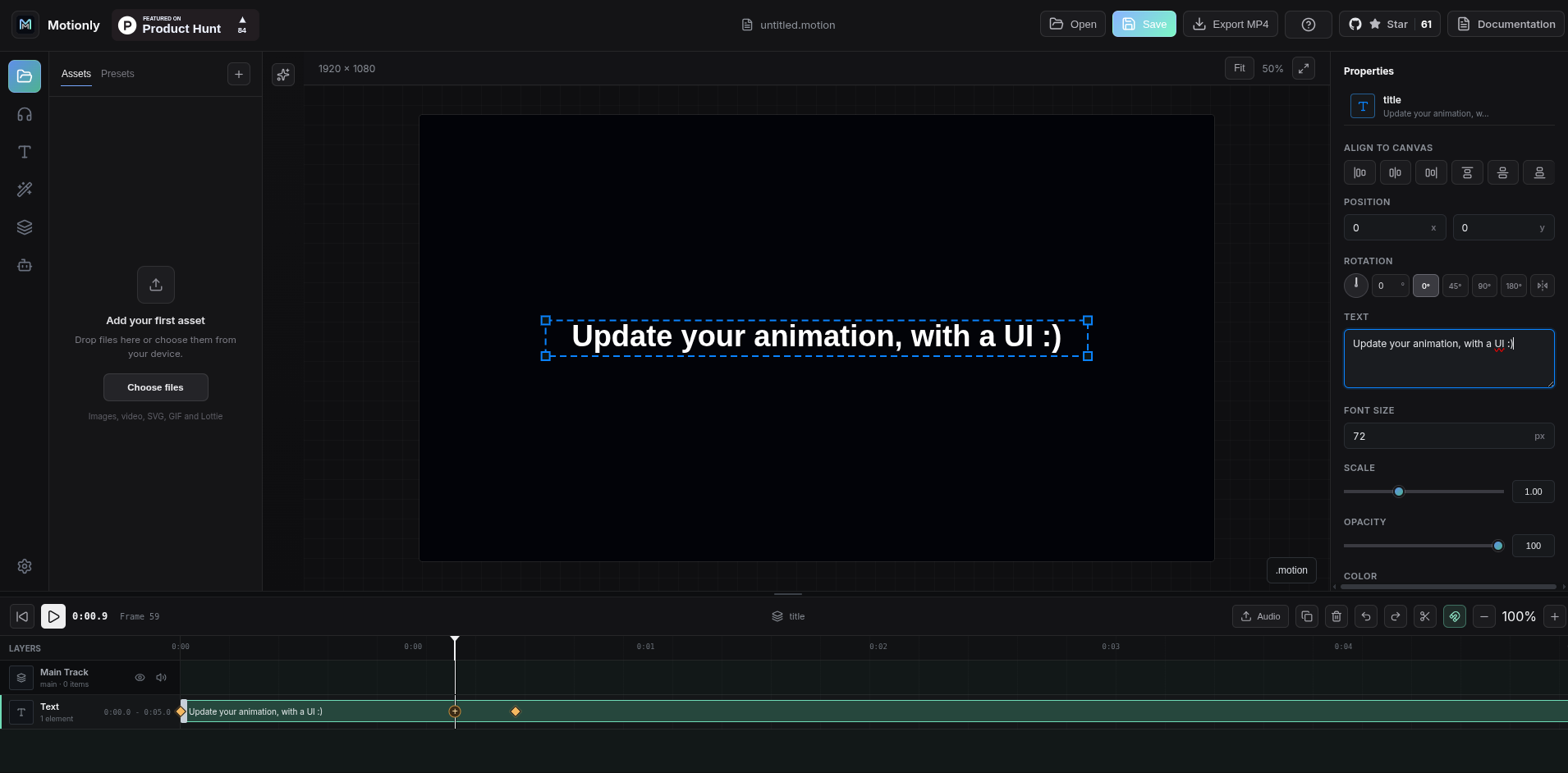 Motify editor interface